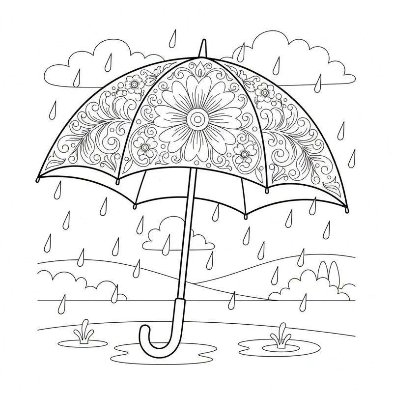 Mẫu tô màu chiếc ô đáng yêu