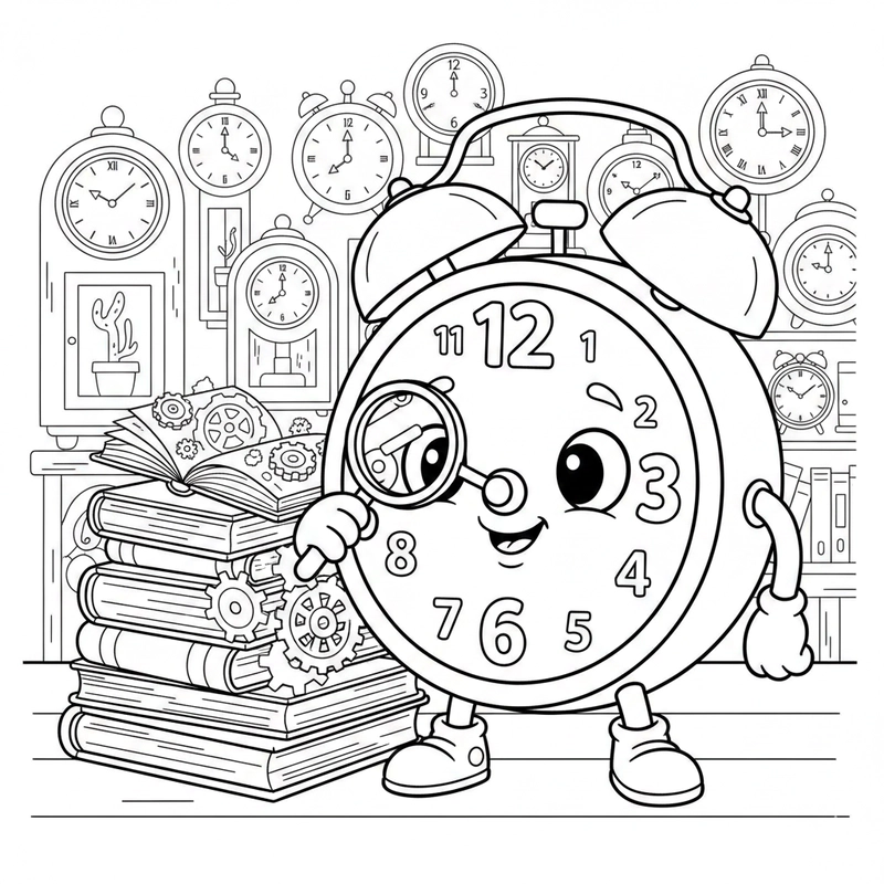 Mẫu tô màu đồng hồ cho bé rèn nét