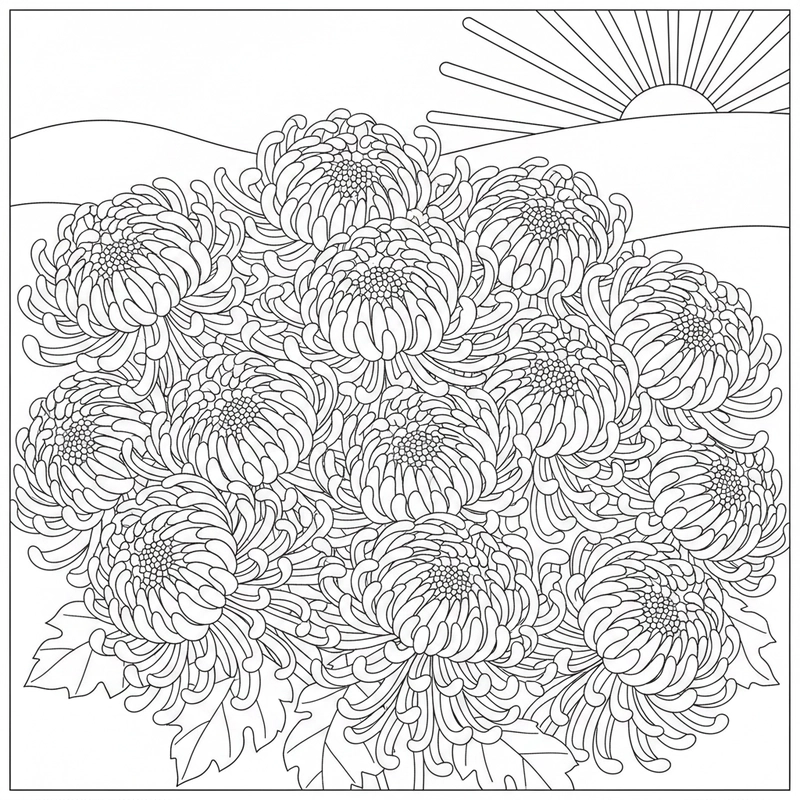 Mẫu tô màu hoa cúc cho bé luyện nét