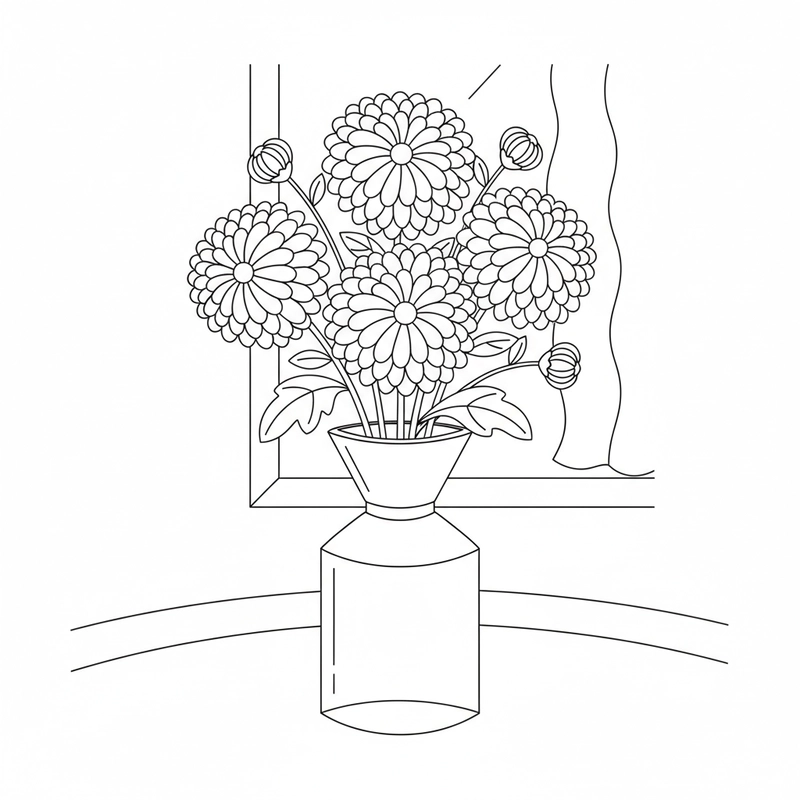 Mẫu tô màu hoa cúc phù hợp nhiều tuổi