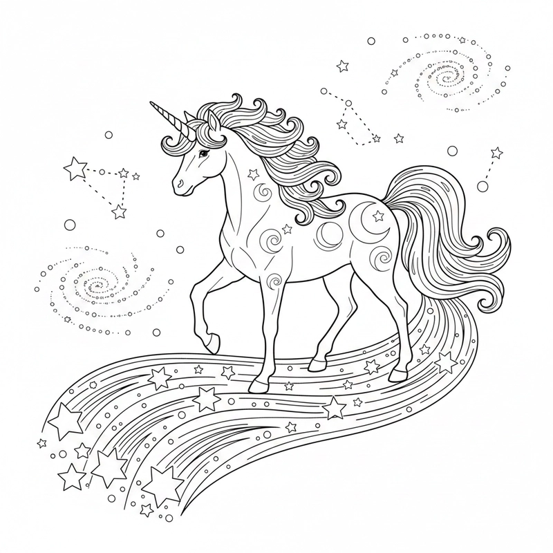 Mẫu tô màu kỳ lân đáng yêu