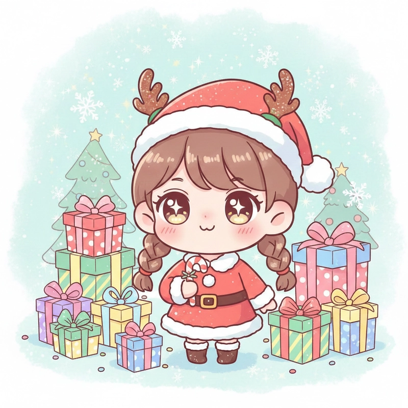 Mẫu tranh Chibi Cute Girl xinh xắn.