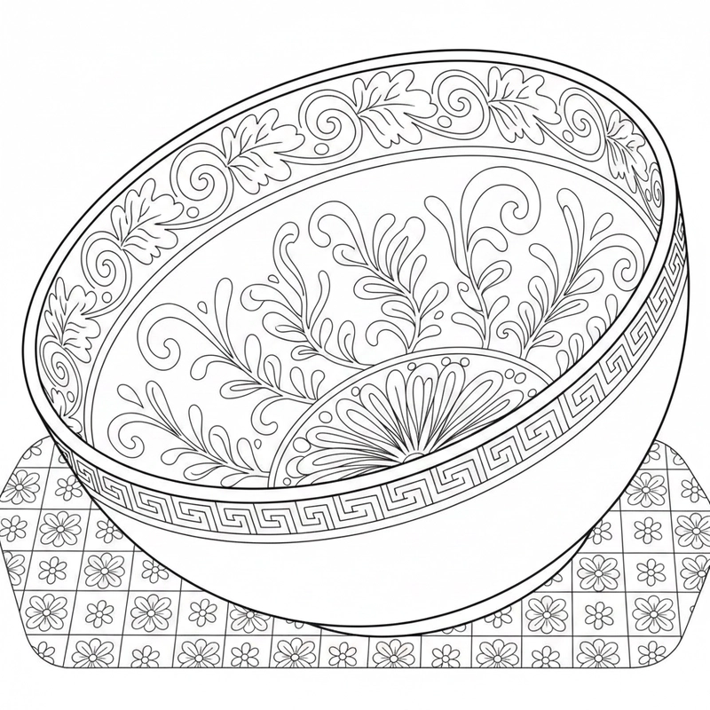 Mẫu tranh cái bát chưa tô màu