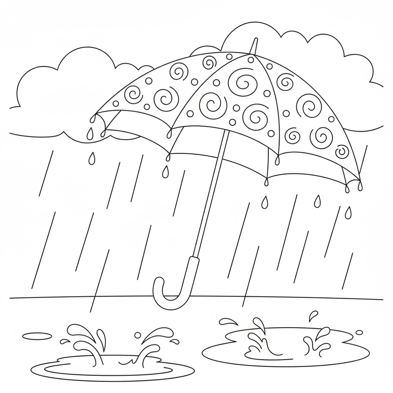 Mẫu tranh chiếc ô đơn giản cho trẻ