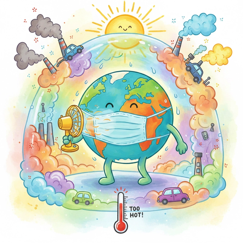 Mẫu tranh chủ đề hiệu ứng nhà kính ý nghĩa.