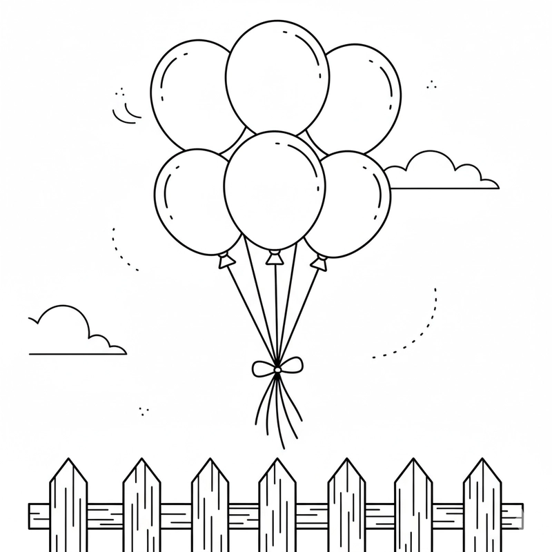 Mẫu tranh chùm bóng bay đơn giản cho trẻ nhỏ