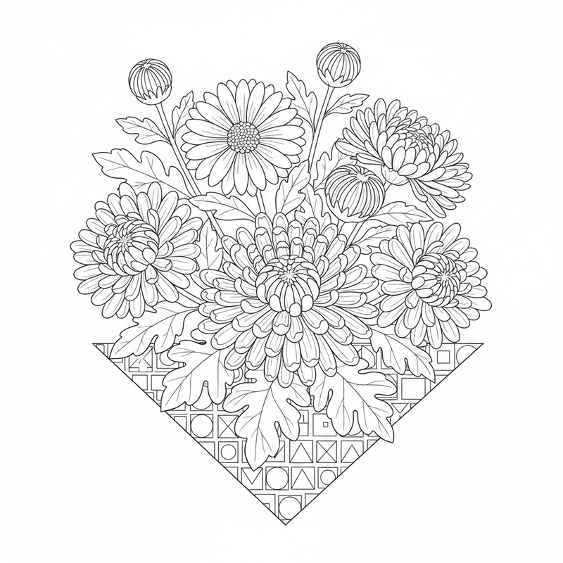 Mẫu tranh hoa cúc đơn giản