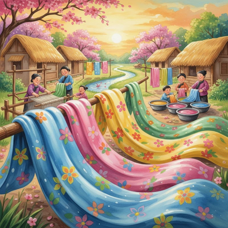 Mẫu tranh mô phỏng các làng nghề dân gian