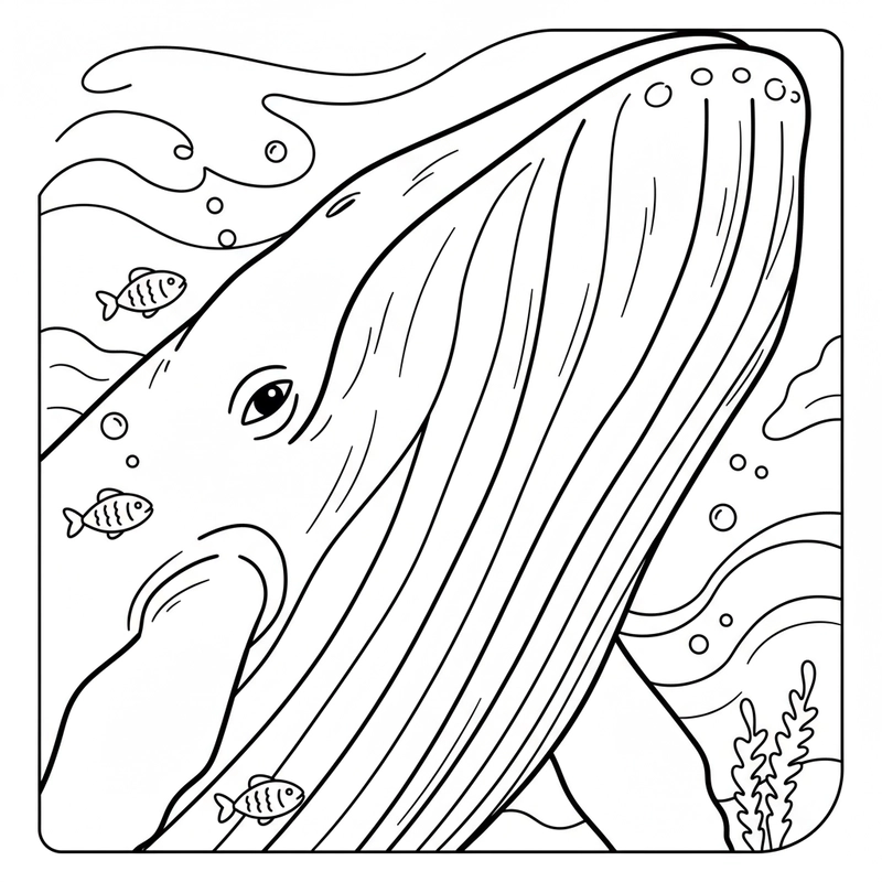 Mẫu tranh tô màu cá voi xanh in miễn phí