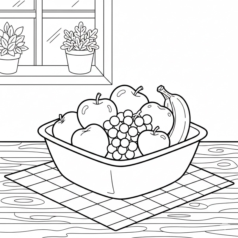 Mẫu tranh tô màu cái bát đơn giản