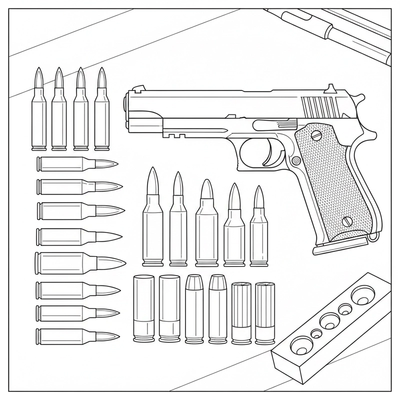 Mẫu tranh tô màu cây súng lục