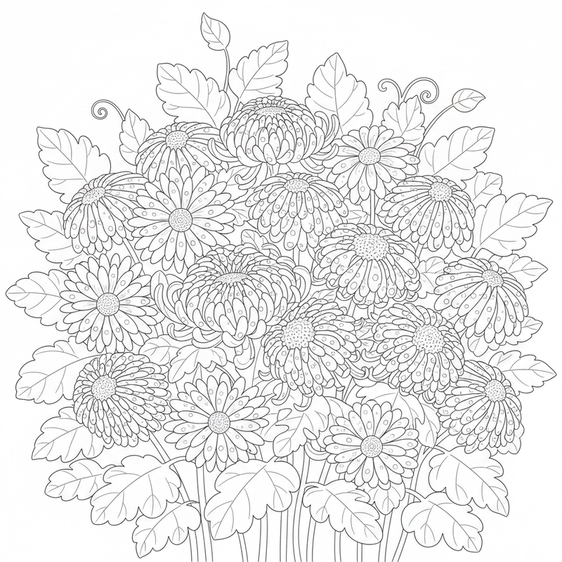 Mẫu tranh tô màu hoa cúc đẹp