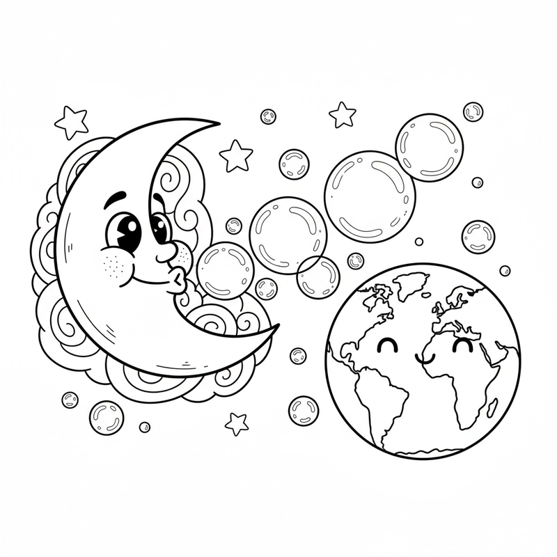 Mẫu tranh tô màu mặt trăng tải nhanh