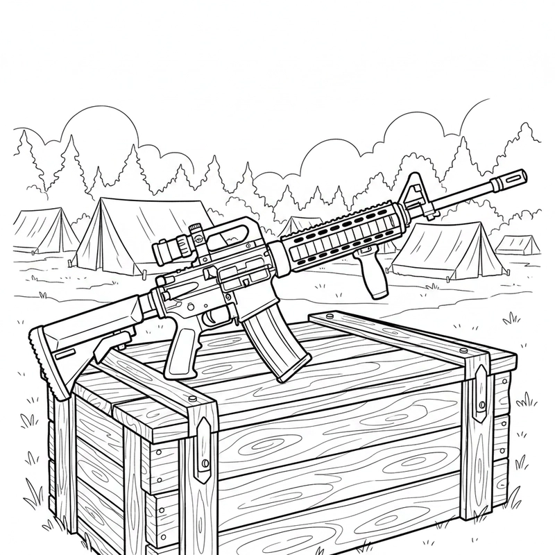 Mẫu tranh tô màu súng trường
