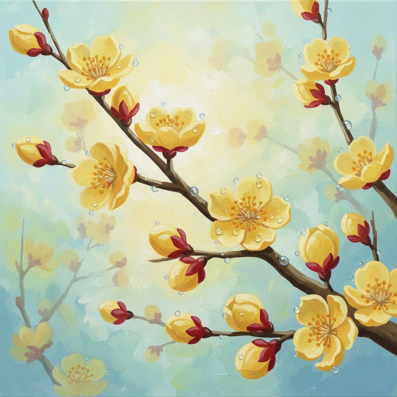 Mẫu tranh vẽ hoa mai ấn tượng