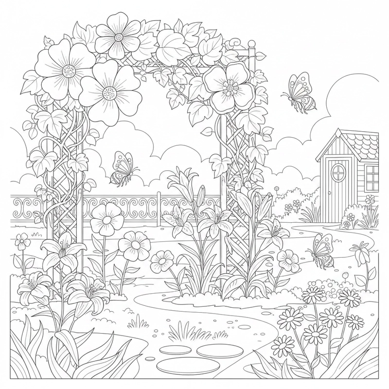 Mẫu vườn hoa rộng thoáng để bé sáng tạo