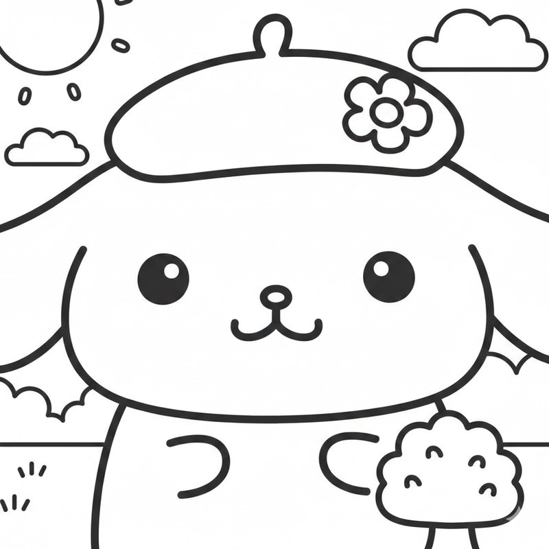 Tô màu Pompompurin cho bé tập phối màu