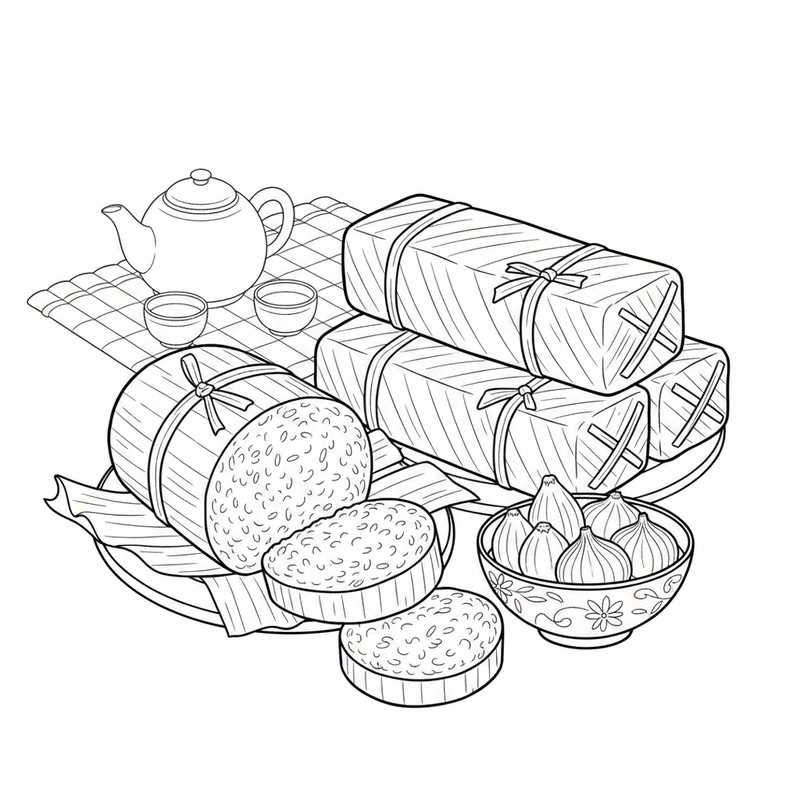 Tô màu bánh chưng mang sắc Tết