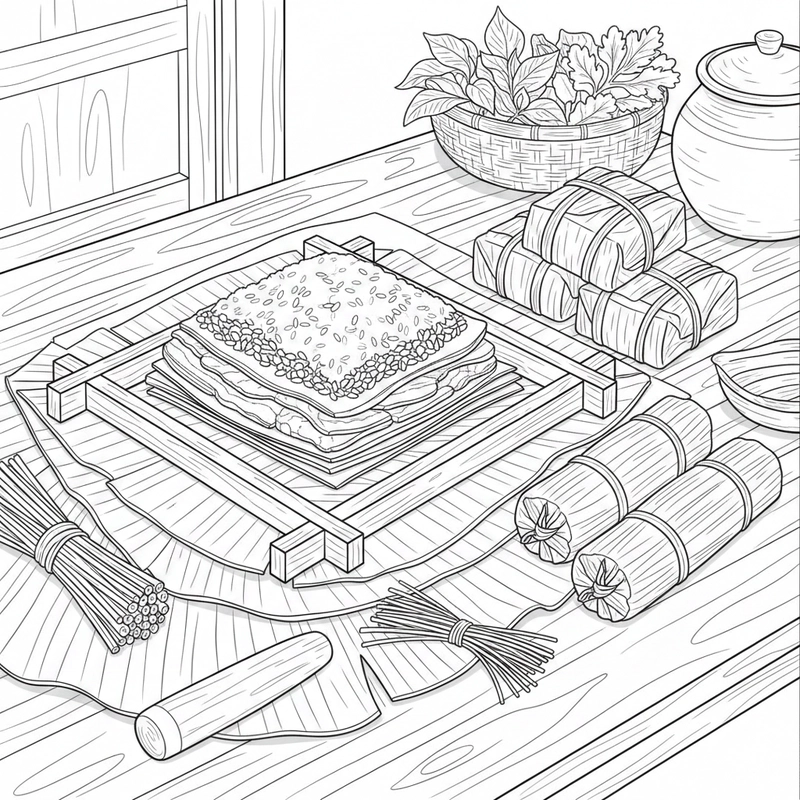 Tô màu bánh chưng xanh truyền thống