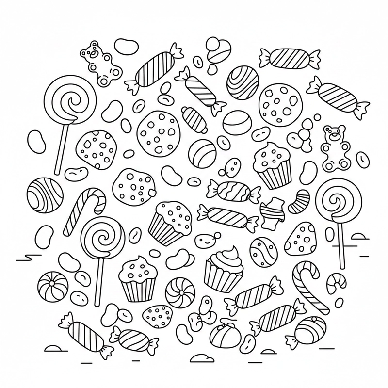 Tô màu bánh kẹo với đường nét rõ ràng