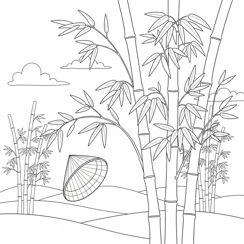 Tô màu cây tre giúp bé rèn kỹ năng