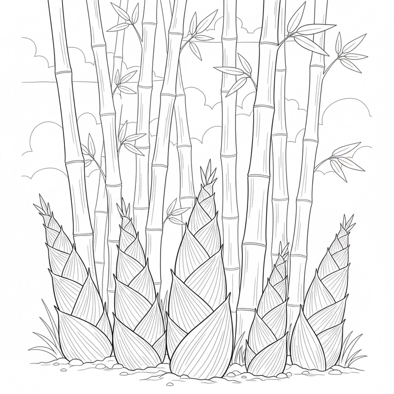Tô màu cây tre hỗ trợ bé luyện nét