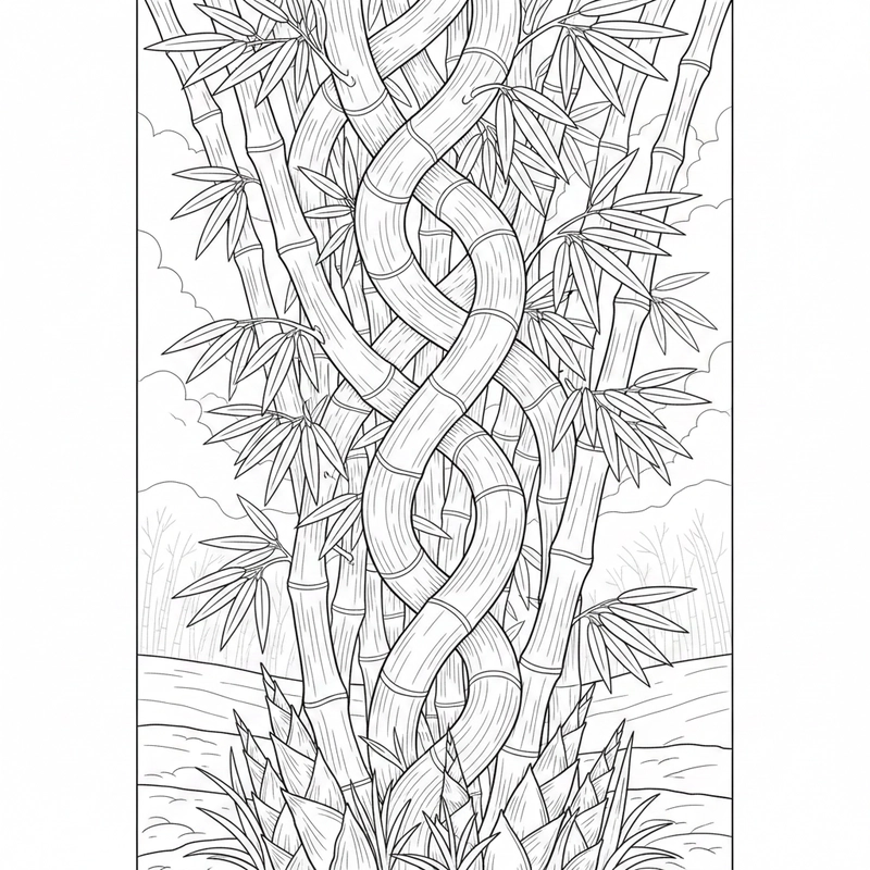 Tô màu cây tre trăm đốt vui nhộn