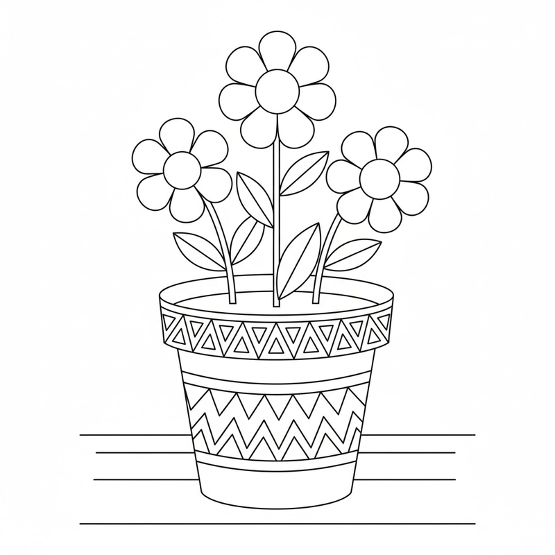Tô màu chậu hoa đa dạng chủ đề