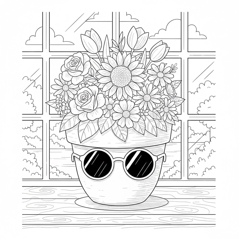 Tô màu chậu hoa giúp bé sáng tạo