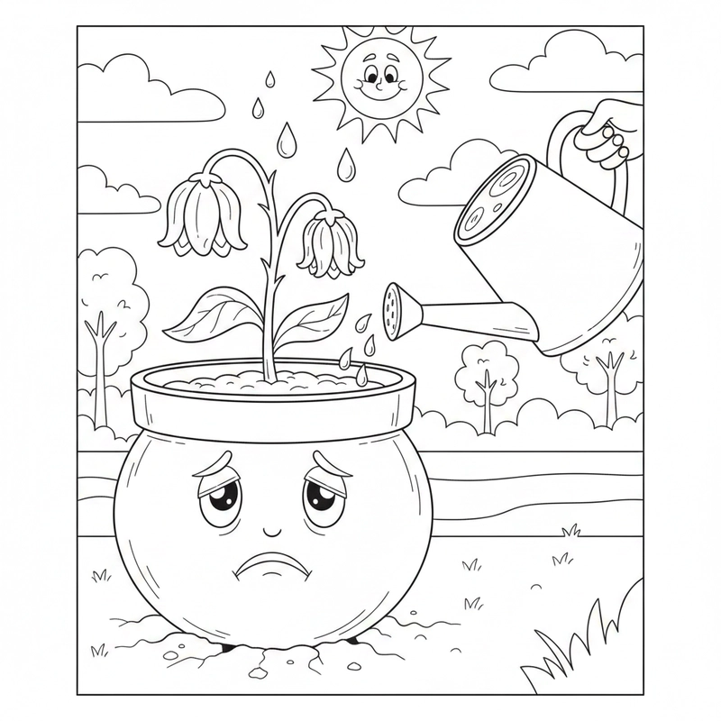 Tô màu chậu hoa nhẹ nhàng và vui nhộn