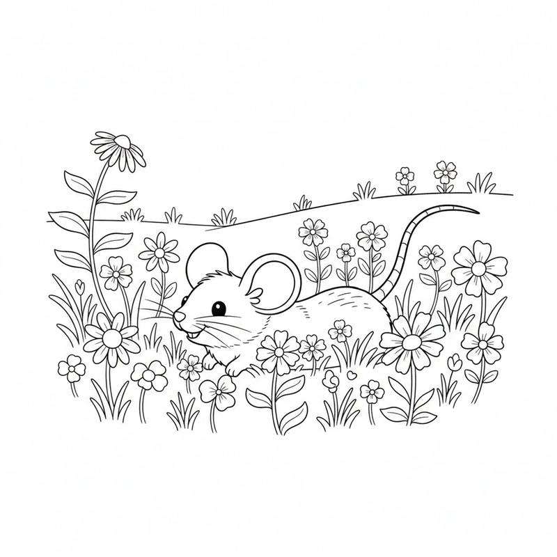 Tô màu con chuột gần gũi