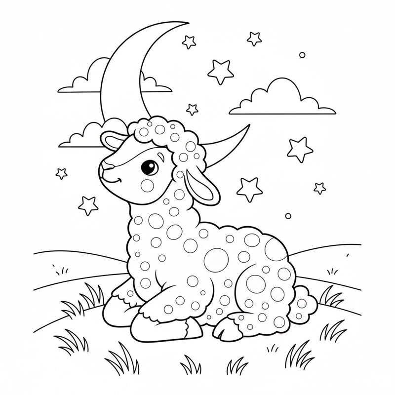 Tô màu con cừu đáng yêu cho trẻ mầm non