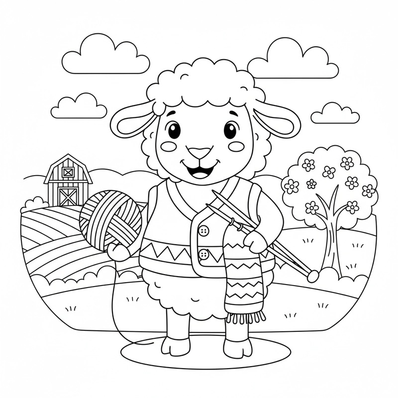 Tô màu con cừu giúp bé thư giãn khi tô vẽ