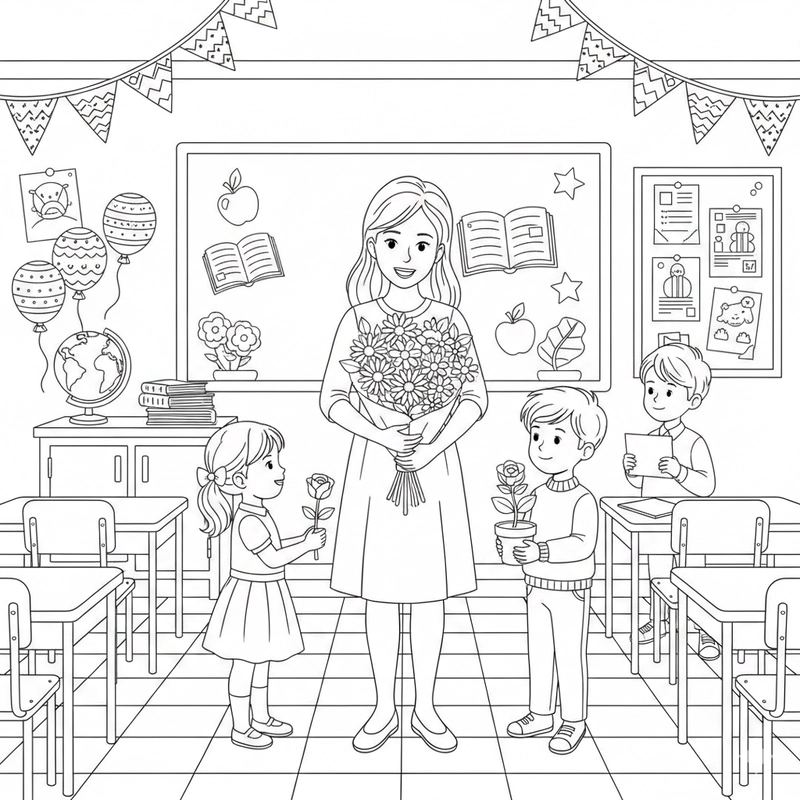 Tô màu nghề giáo viên dễ tải và in