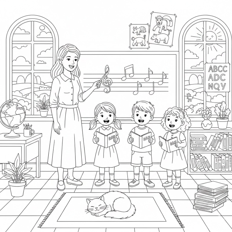 Tô màu nghề giáo viên đơn giản cho bé