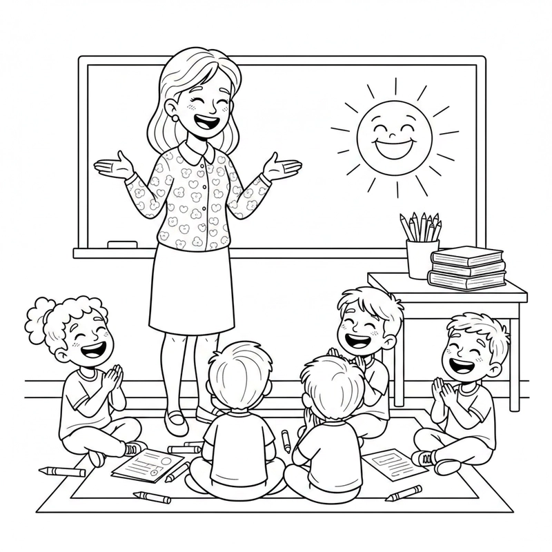 Tô màu nghề giáo viên vui nhộn cho trẻ