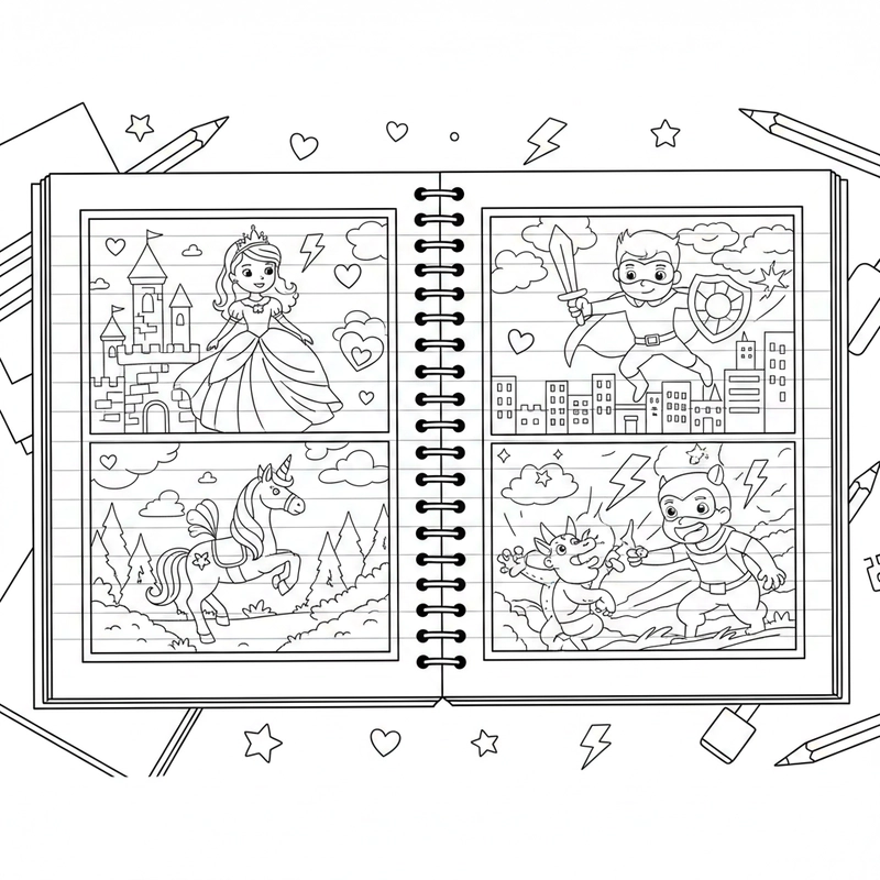 Tô màu quyển vở đẹp, dễ in