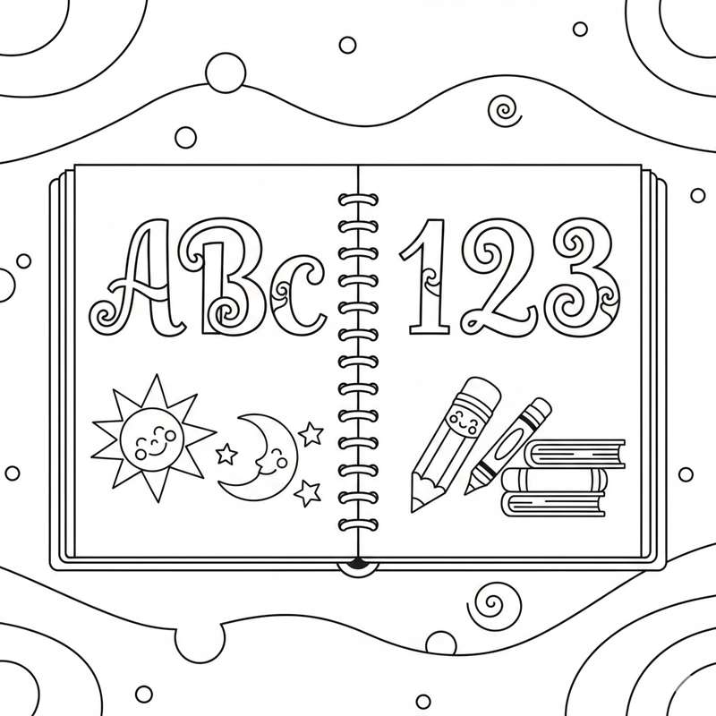 Tô màu quyển vở phong cách đơn giản