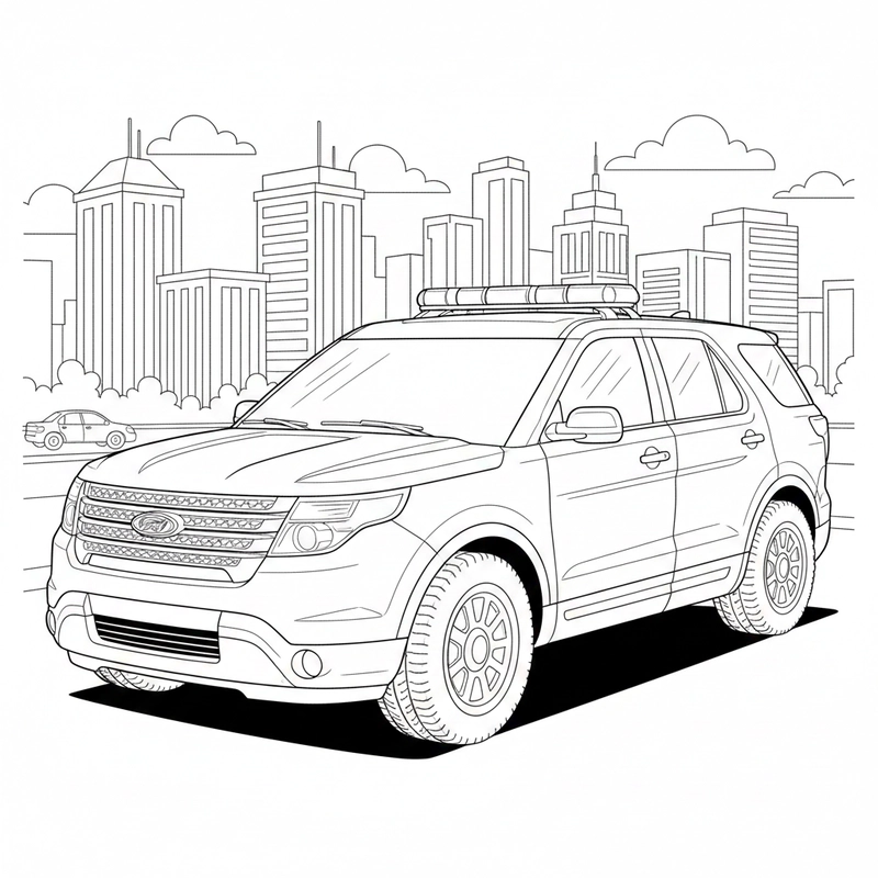 Tô màu xe cảnh sát đơn giản cho bé