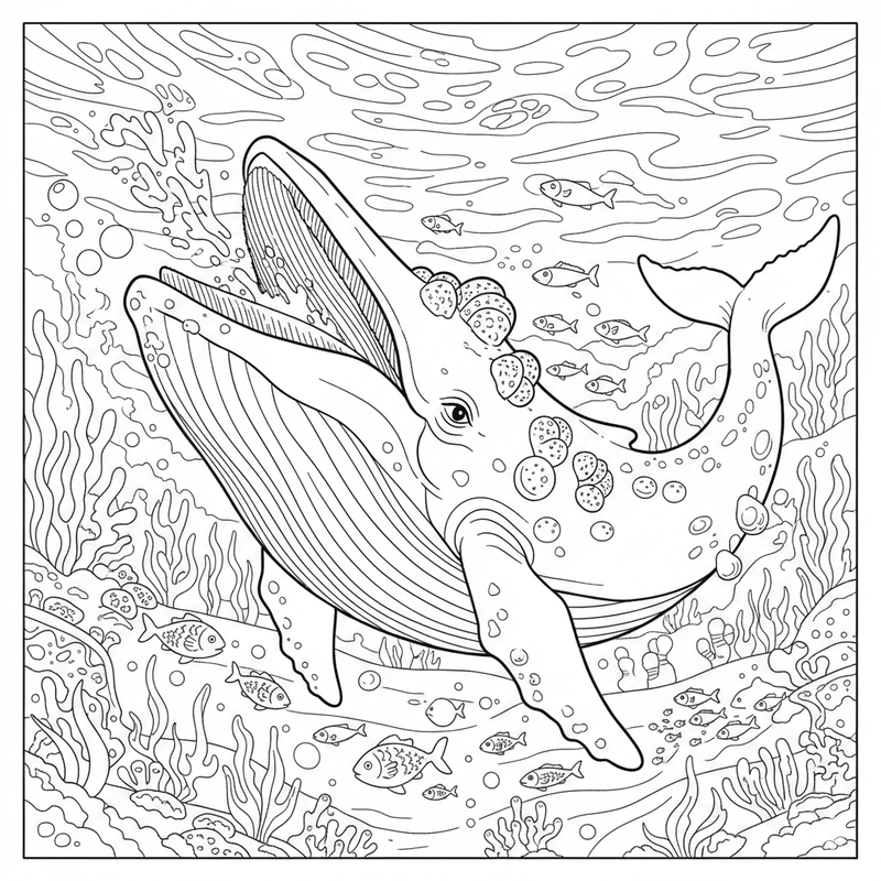 Trang tô màu cá voi lưng gù ngộ nghĩnh