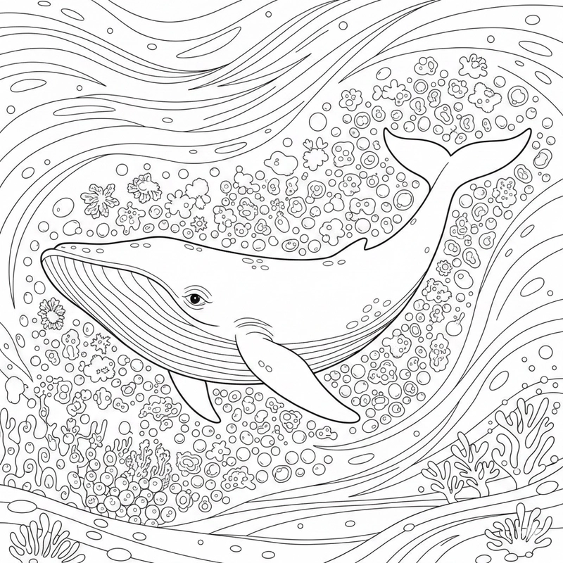 Trang tô màu cá voi xanh sáng tạo