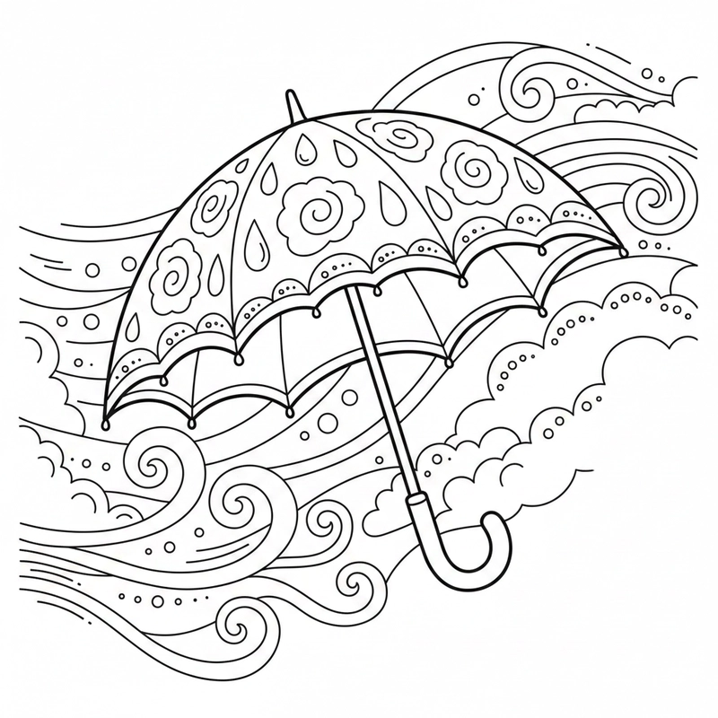 Trang tô màu cái ô cho trẻ nhỏ