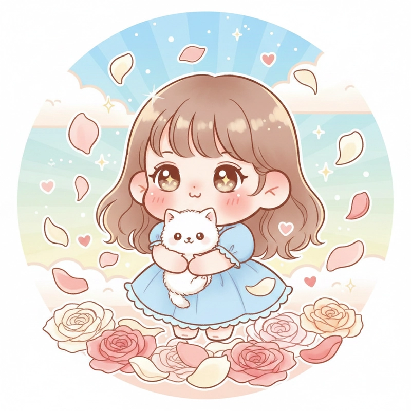 Tranh Chibi Cute Girl ngọt ngào.