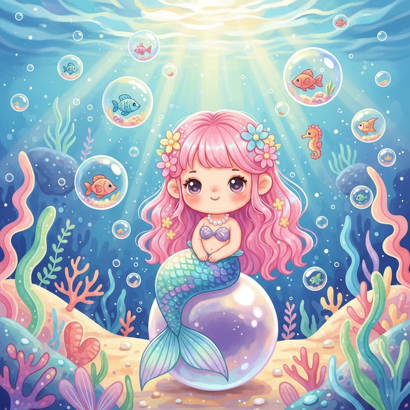 Tranh anime Chibi Cute Girl đáng yêu.