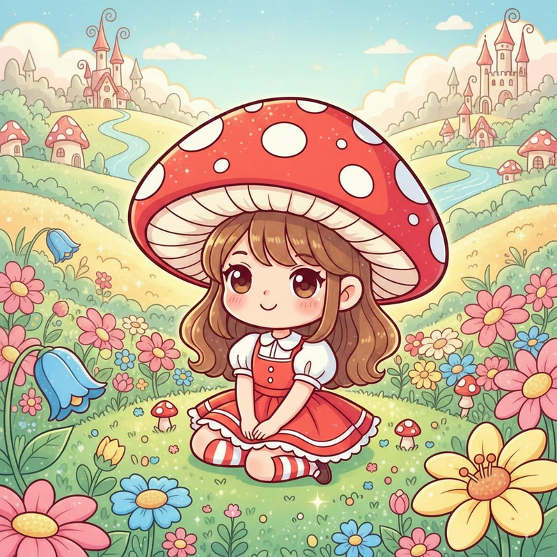Tranh anime đơn giản vẽ Chibi Cute Girl dễ học.