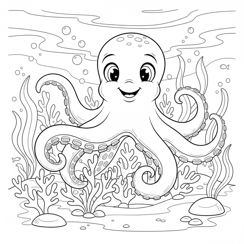 Tranh bạch tuộc dễ thương để bé sáng tạo