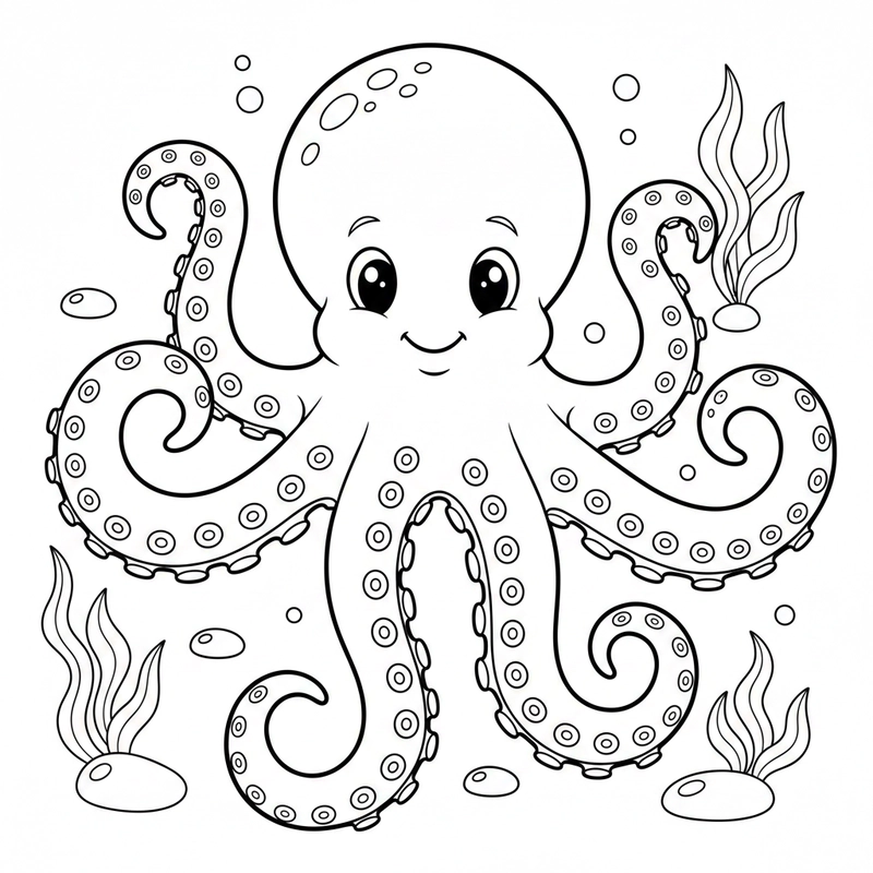 Tranh bạch tuộc đẹp để bé khám phá màu sắc