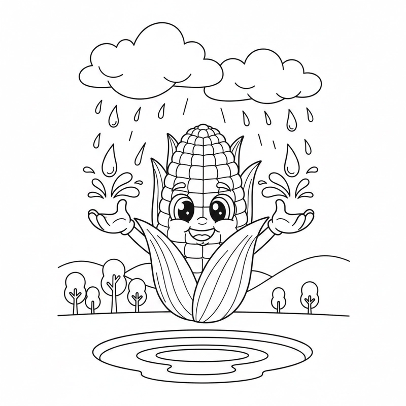 Tranh bắp ngô dễ thương cho bé tô màu vui vẻ