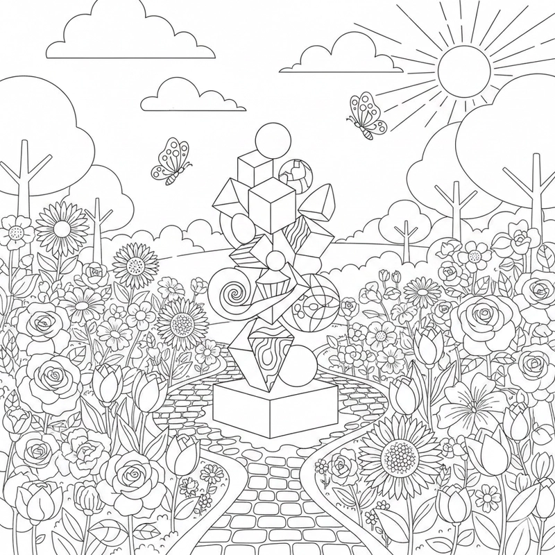 Tranh bé tô vườn hoa nhiều chi tiết