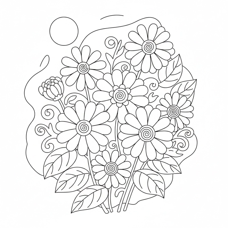 Tranh bông hoa cúc quen thuộc